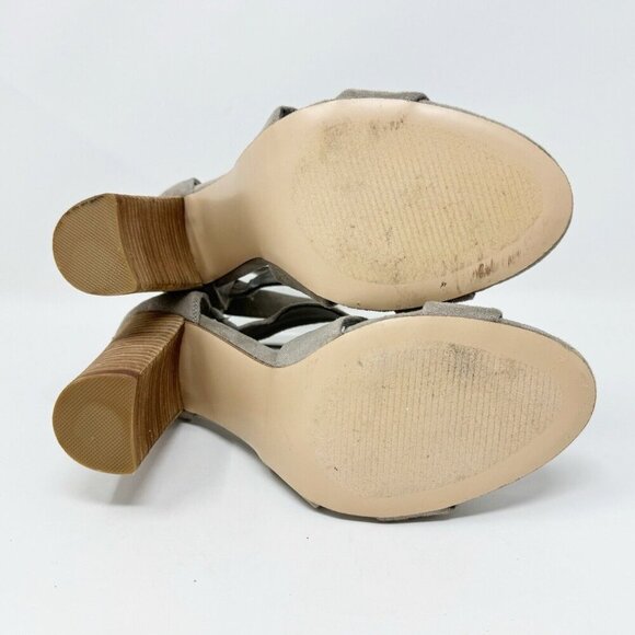 Carlos Santana Laura Grey Taupe Fabric Sandal Open Toe‎ Mule Stacked Block Heel - Picture 12 of 16